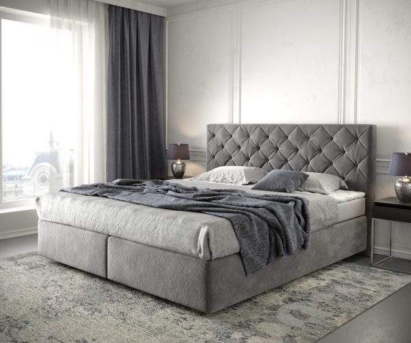 Boxspring postel Dream-Great 180x200 cm mikrovlákno taupe s matrací a topperem