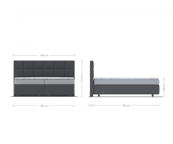 Boxspring postel Dream-Fine 180x200 cm mikrovlákno šedá s matrací a topperem - Image 5
