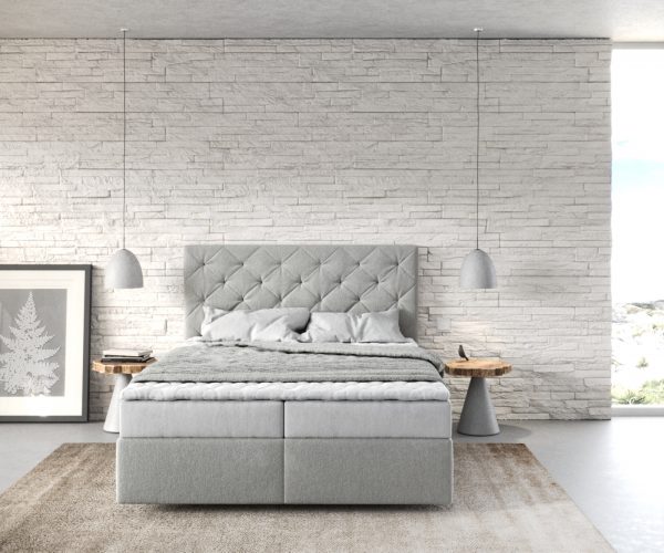 Postel Boxspring Dream-Great 140x200 cm z mikrovlákna Stříbrno Šedá s matrací a topperem - Image 2