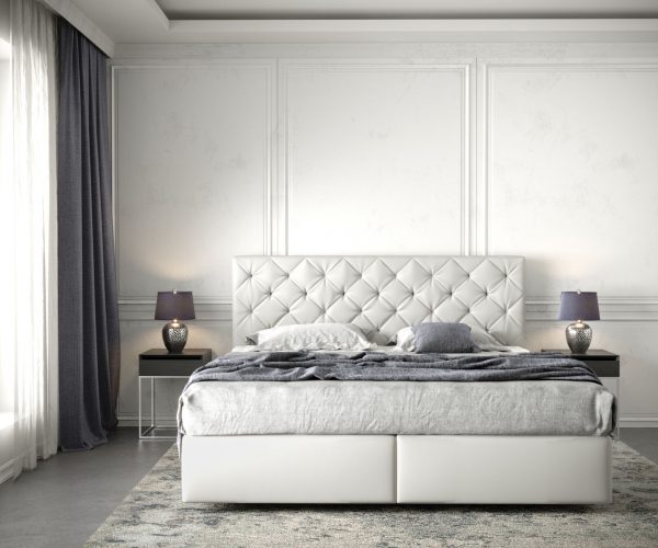 Boxspring postel Dream-Great 180x200 cm koženka bílá s matrací a topperem - Image 2