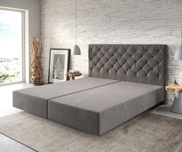 Boxspring postel Dream-Great 180x200 cm mikrovlákno kamenná šedá