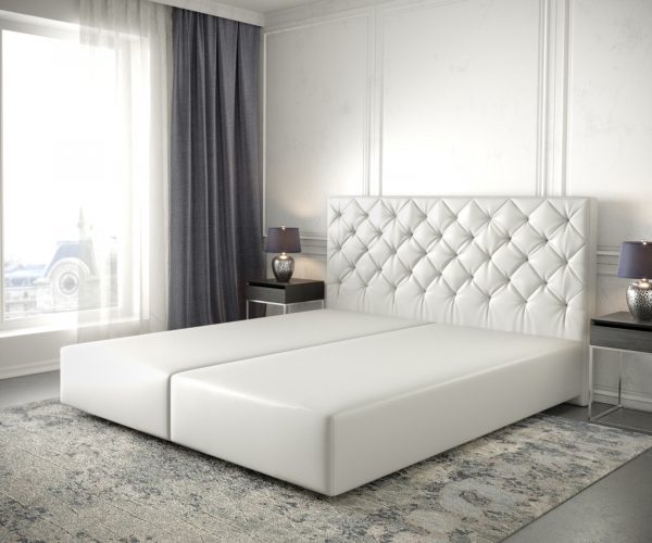 Boxspring postel Dream-Great 180x200 cm imitace kůže bílá