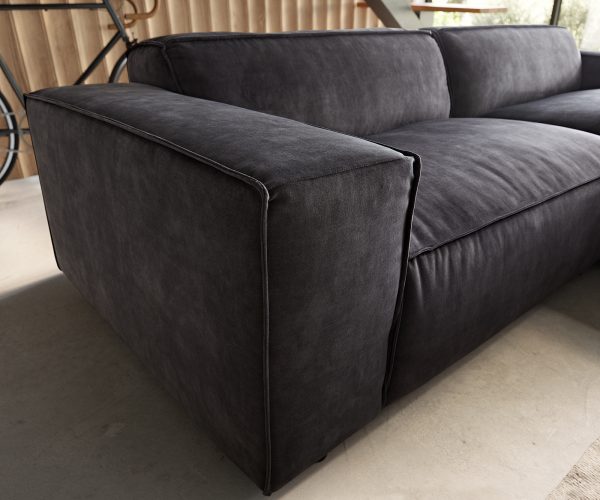Rohová sedací souprava Tenso 280 x 165 Velur Anthracite Recamiere Pravá - Image 4