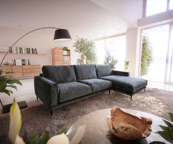 Rohová sedací souprava Sottil 290 x 165cm Chenille Grey Recamiere Right