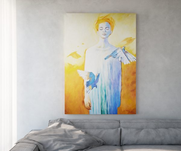 Malba Holubice 120x170 cm Pestrobarevný akryl na plátně