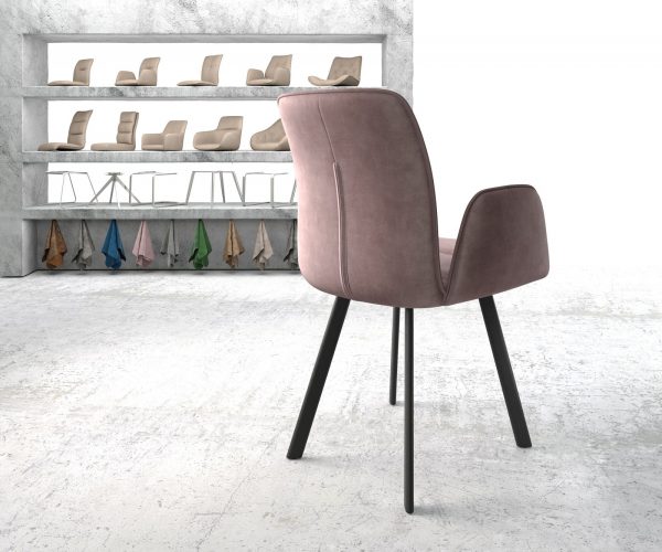 Křeslo Vinja-Flex Velvet Rosé 4-nohé oválné černé - Image 3