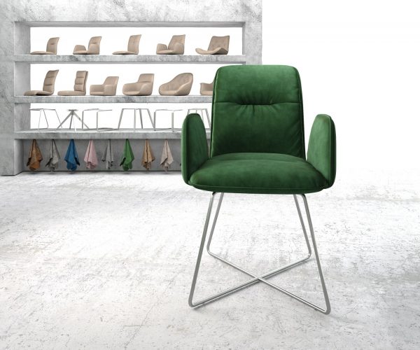 Křeslo Vinja-Flex Velvet Green X-rám nerezová ocel - Image 2