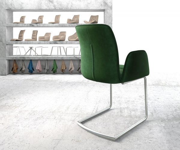 Otočná židle Vinja-Flex Velvet Green Cantilever Round z nerezové oceli - Image 3