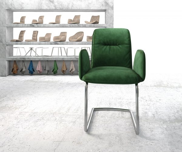 Otočná židle Vinja-Flex Velvet Green Cantilever Round Chrome - Image 2