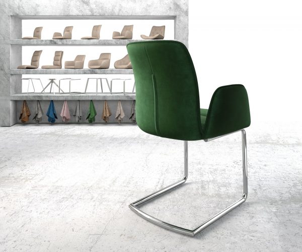 Otočná židle Vinja-Flex Velvet Green Cantilever Round Chrome - Image 3