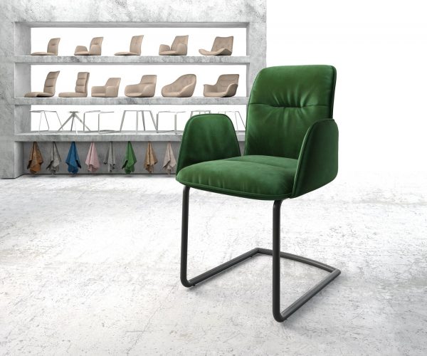Otočná židle Vinja-Flex Velvet Green Cantilever Round Black