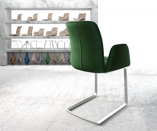 Houpací židle Vinja-Flex Velvet Green Cantilever Flat Stainless Steel - Image 3