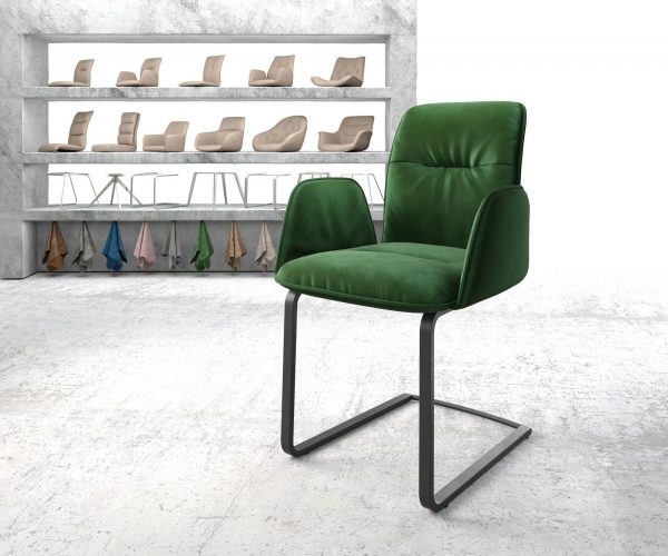 Otočná židle Vinja-Flex Velvet Green Cantilever Flat Black