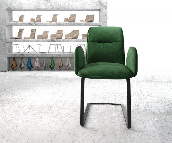 Otočná židle Vinja-Flex Velvet Green Cantilever Flat Black - Image 2