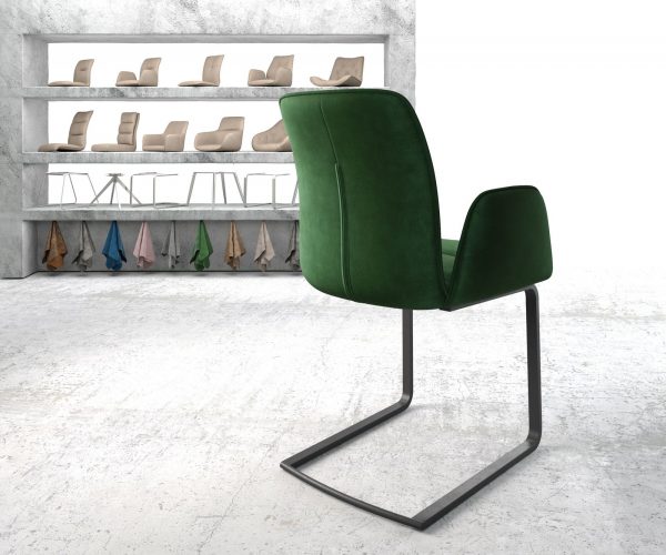 Otočná židle Vinja-Flex Velvet Green Cantilever Flat Black - Image 3