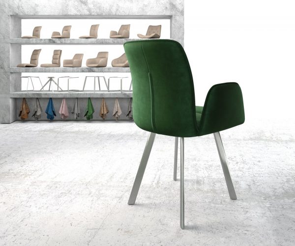 Křeslo Vinja-Flex Velvet Green 4-nohé oválné z nerezové oceli - Image 3