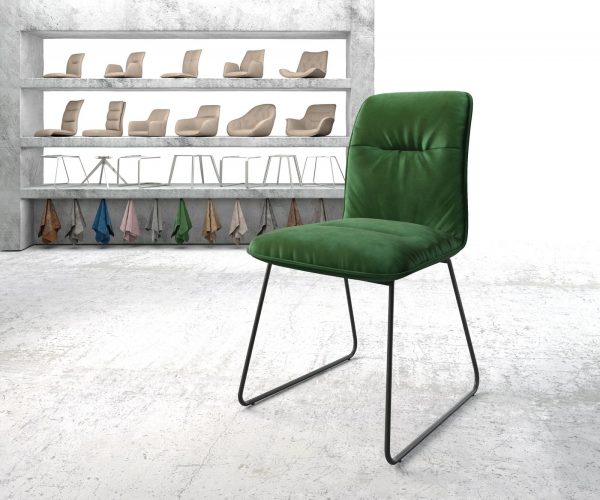 Jídelní židle Vinjo-Flex Velvet Green Skid Frame Black