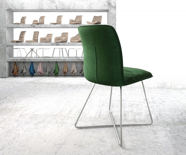 Jídelní židle Vinjo-Flex Velvet Green X-rám nerezová ocel - Image 3