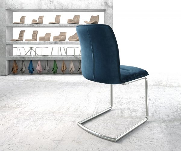 Houpací židle Vinjo-Flex Velvet Blue Cantilever Round z nerezové oceli - Image 3