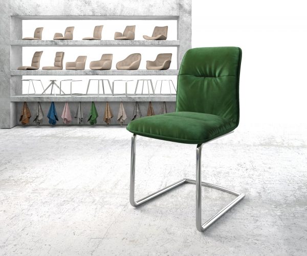 Otočná židle Vinjo-Flex Velvet Green Cantilever Round Chrome