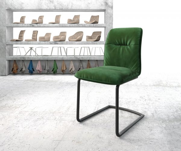 Otočná židle Vinjo-Flex Velvet Green Cantilever Round Black