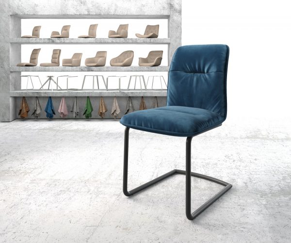 Otočná židle Vinjo-Flex Velvet Blue Cantilever Round Black
