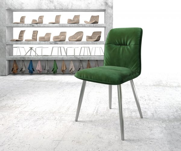 Jídelní židle Vinjo-Flex Velvet Green 4-nohá kónická nerezová ocel