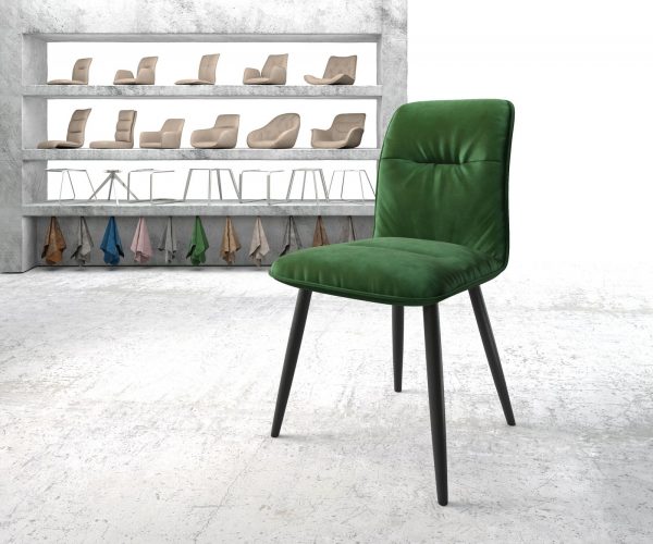 Jídelní židle Vinjo-Flex Velvet Green 4-nohá kónická černá