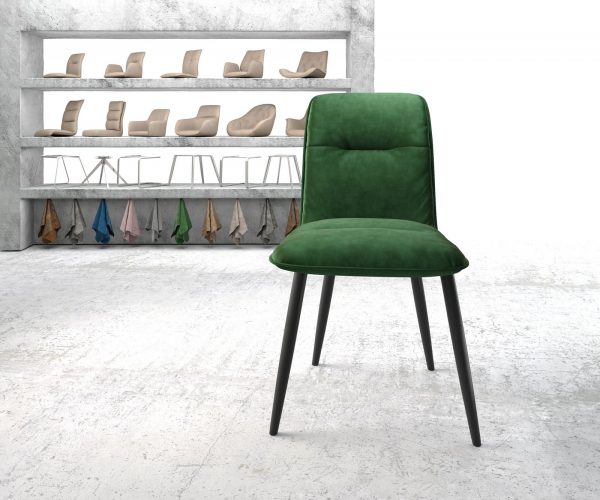 Jídelní židle Vinjo-Flex Velvet Green 4-nohá kónická černá - Image 2