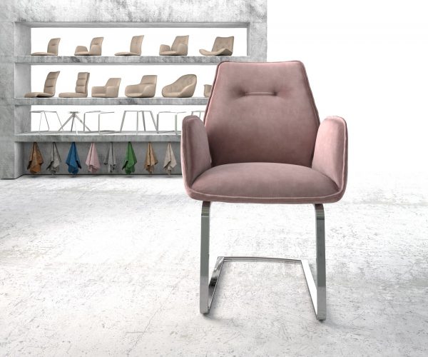 Otočná židle Zoa-Flex Velvet Rosé Cantilever Flat Chrome - Image 2