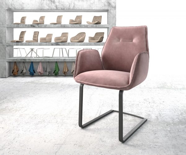 Otočná židle Zoa-Flex Velvet Rosé Cantilever Flat Black