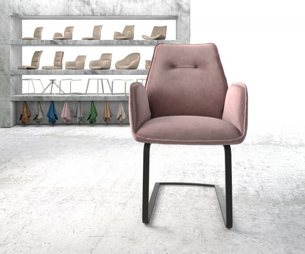 Otočná židle Zoa-Flex Velvet Rosé Cantilever Flat Black - Image 2