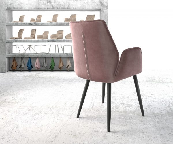 Křeslo Zoa-Flex Velvet Rosé 4-nohé kónické černé - Image 3