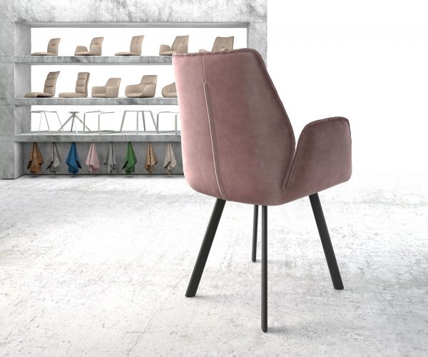 Křeslo Zoa-Flex Velvet Rosé 4-nohé oválné černé - Image 3