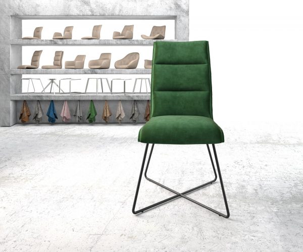 Jídelní židle Xantus-Flex Velvet Green X-frame Black - Image 2
