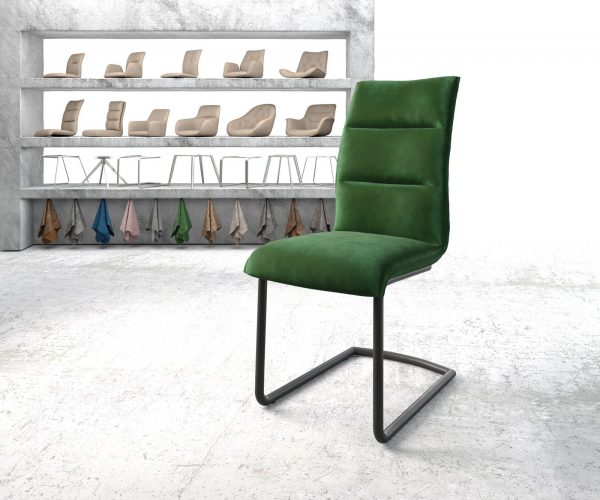Houpací židle Xantus-Flex Velvet Green Cantilever Round Black