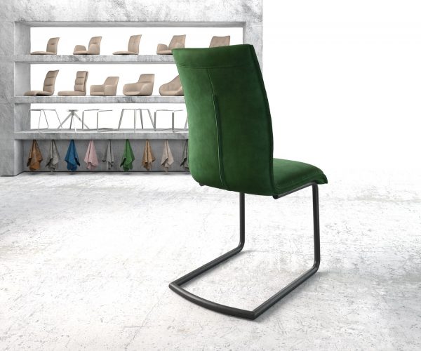 Houpací židle Xantus-Flex Velvet Green Cantilever Round Black - Image 3
