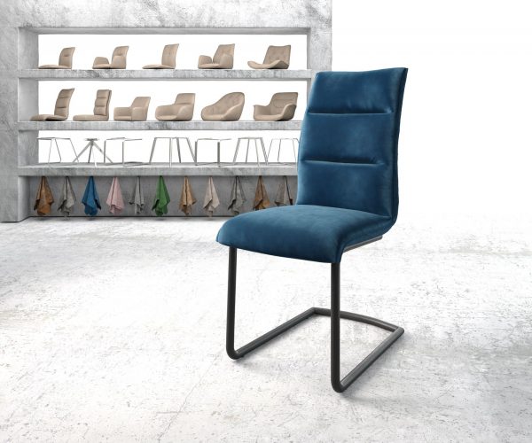 Houpací židle Xantus-Flex Velvet Blue Cantilever Round Black