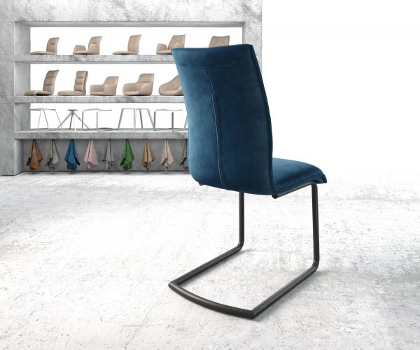 Houpací židle Xantus-Flex Velvet Blue Cantilever Round Black - Image 3