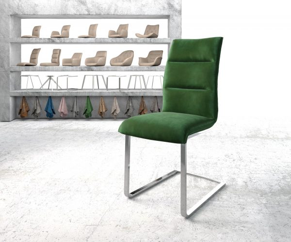 Houpací křeslo Xantus-Flex Velvet Green Cantilever Flat Chrome