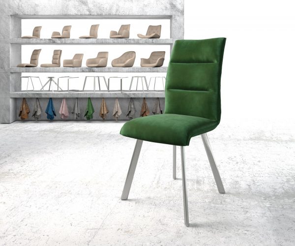 Jídelní židle Xantus-Flex Velvet Green čtyřnohá oválná nerezová ocel