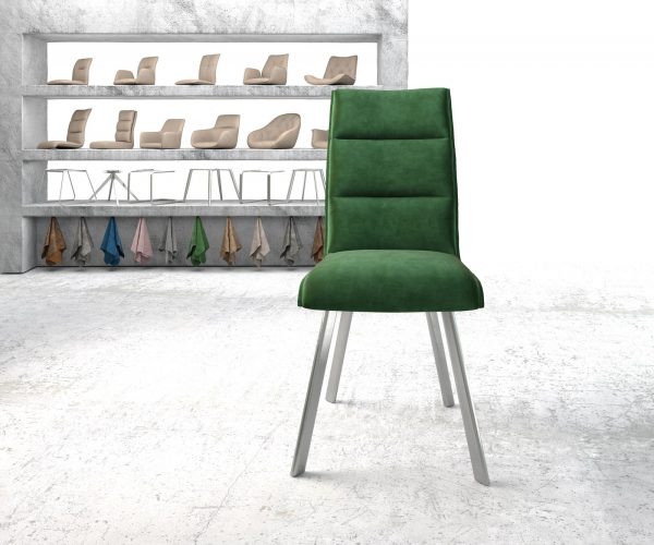 Jídelní židle Xantus-Flex Velvet Green čtyřnohá oválná nerezová ocel - Image 2