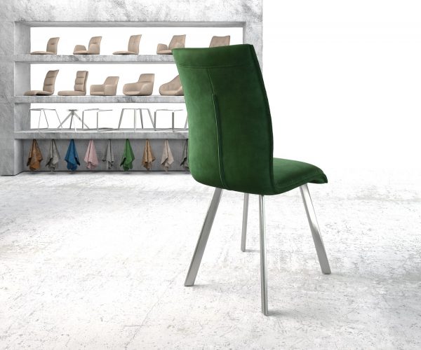 Jídelní židle Xantus-Flex Velvet Green čtyřnohá oválná nerezová ocel - Image 3