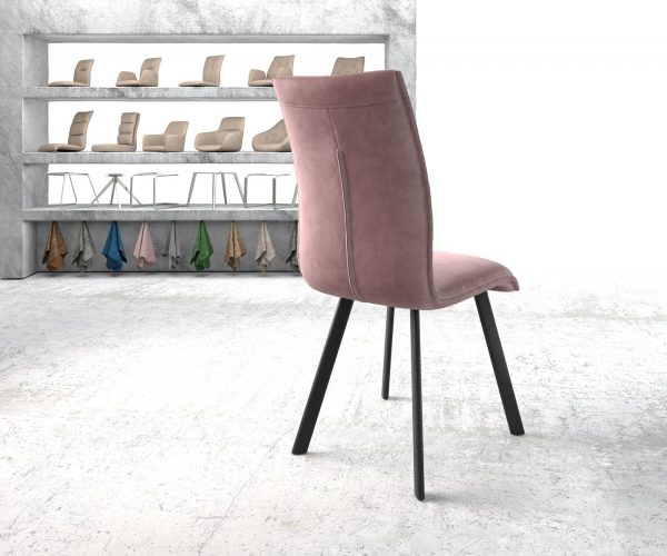 Jídelní židle Xantus-Flex Velvet Rosé 4-nohá oválná černá - Image 3