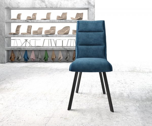 Jídelní židle Xantus-Flex Velvet Blue 4-nohá oválná černá - Image 2