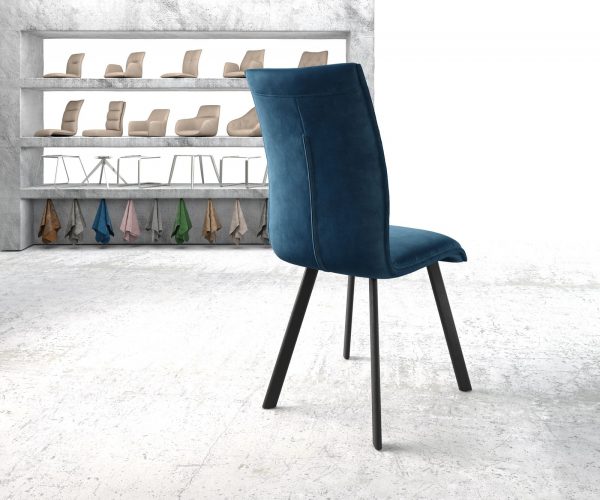 Jídelní židle Xantus-Flex Velvet Blue 4-nohá oválná černá - Image 3
