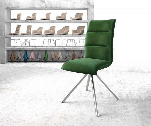 Otočná židle Xantus-Flex Velvet Green Cross Base Round Stainless Steel 180° Swivel