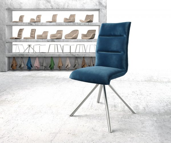 Otočná židle Xantus-Flex Velvet Blue Cross Base Round Stainless Steel 180° Swivel