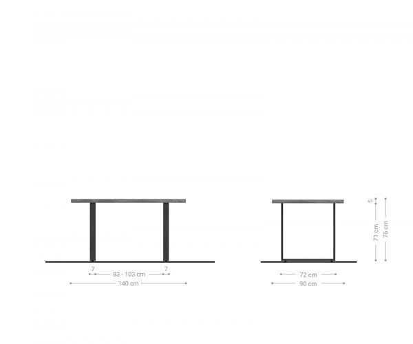 Jídelní stůl Edge 140x90 XL akácie platina kov černá - Image 6