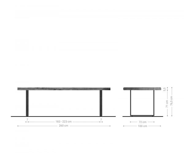 Jídelní stůl Edge 260x100 XL akácie přírodní kov černá - Image 8